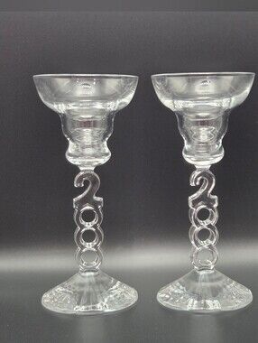 Cristal d'Arques Vintage 2000 Millennium Candlestick Holders Set Made In France